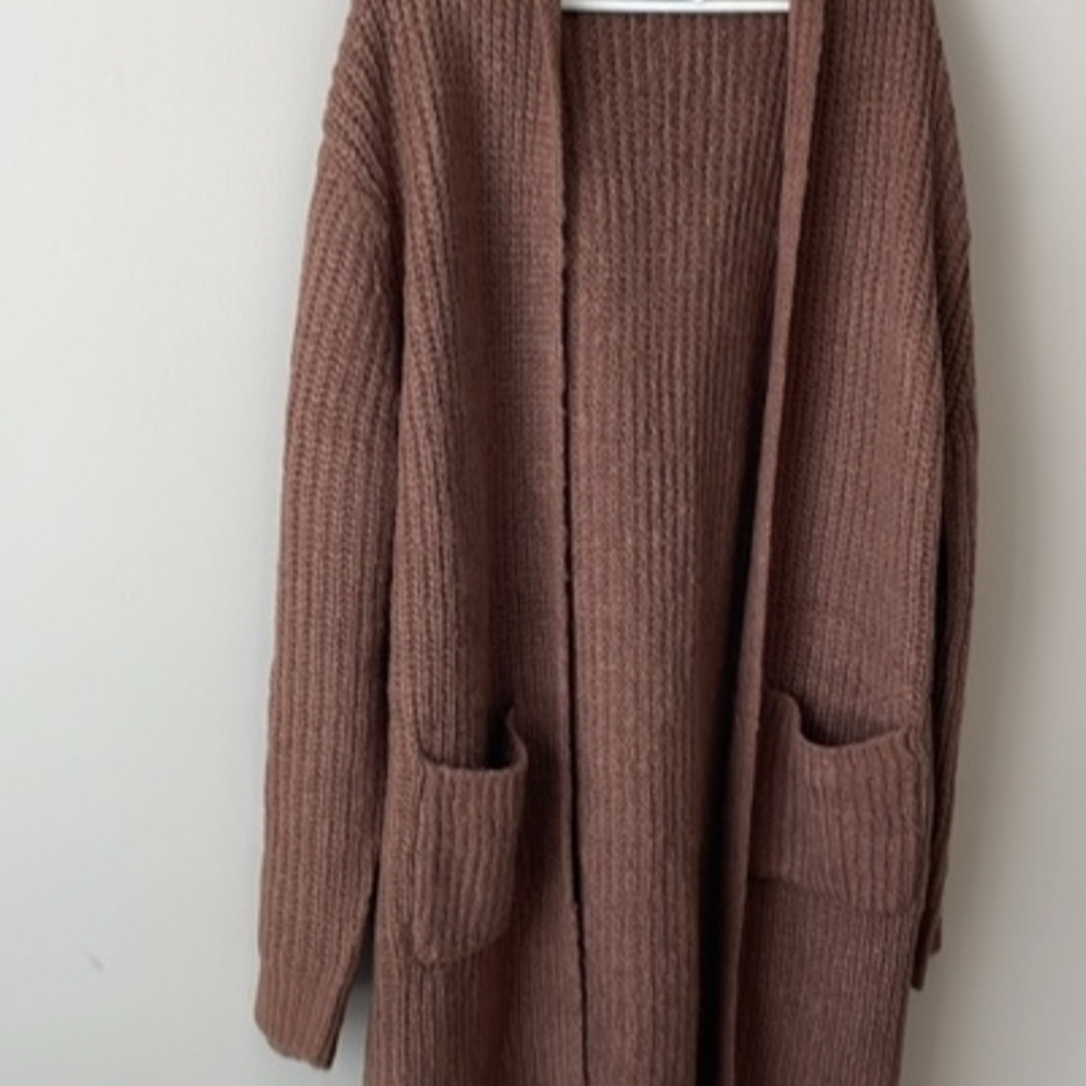 TALULAH Ribbed Hooded Long Cardigan in Camel - Picture 4 of 8